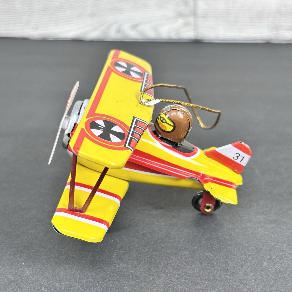 Schylling‎ Bi-Plane Tin Toy Christmas Ornament Collector Series 3.5in